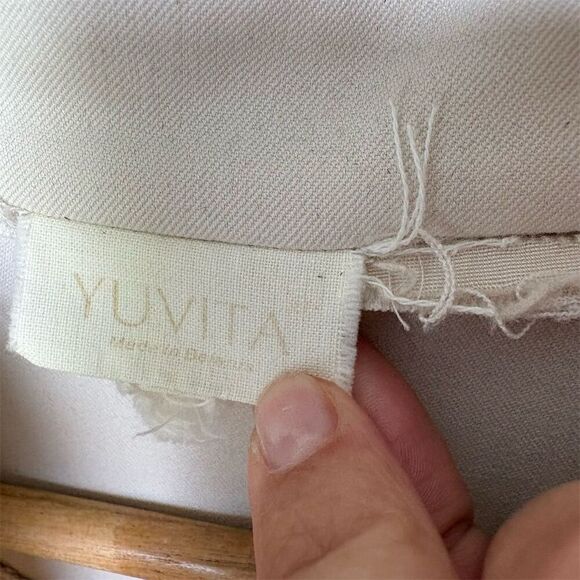 YUVITA Trench Coat Dress M Khaki Button Down Sheath Dress Midi-Length - Picture 5 of 5